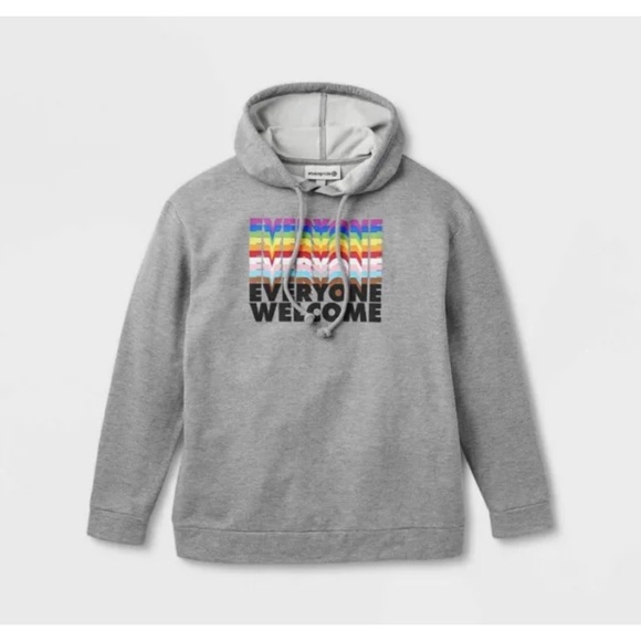 NEW Pride Adult Everyone Hoodie Gray UNISEX Sweatshirt LGBTQIA GAY PARADE WOMENS - Picture 2 of 3
